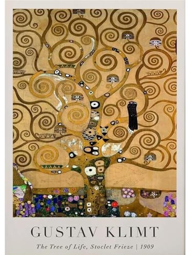 WDHBI HEKA Gustav Klimt - Quadro artistico da parete Gustav Klimt con albero della vita, stampa su tela, poster in stile moderno per la decorazione della casa, 50 x 70 cm, senza cornice
