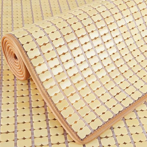Colchoneta de bambú para Dormir de Verano con Superficie Lisa, colchoneta de bambú Mahjong Antideslizante carbonizada, colchoneta de bambú Textil de enfriamiento rápido para el hogar, nervad