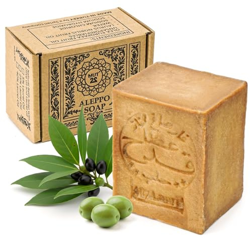 MUT22 Jabón de Alepo 60% Oliva y 40% Laurel - Para Piel Grasa o con Imperfecciones - Limpieza Purificante Profunda Natural y Artesanal