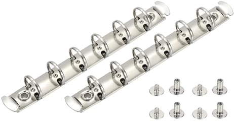 PATIKIL A7 6 Hole Ring Binder Mechanisms, 2 Set 0.6 O Ring Replacement Binder Planner Loose Leaf Binding Spines with Switches for Organizers DIY Fill Paper Storage Folder, 15mm Silver