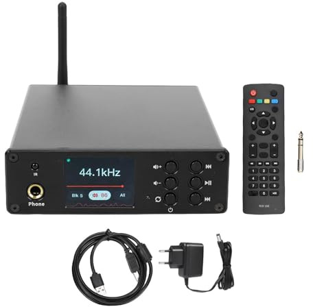 Denash QCC3084 Amplificatore Preamplificatore Ricevitore con Coassiale di Disco USB, Porta in Fibra Ottica TFT Display, LDAC, APTX HD, DSD512, PCM384KHz (Spina europea)
