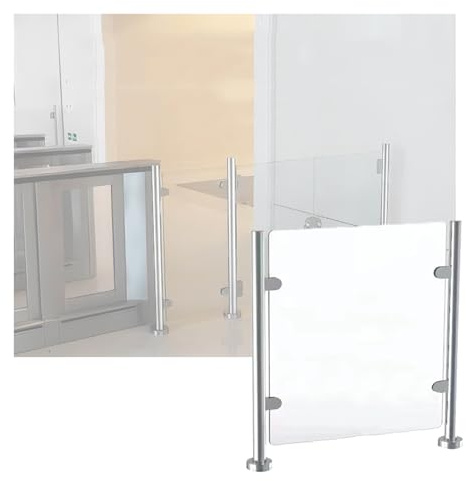 Supermarket Swing Gate - Acrylic Safety Barrier for Office Warehouse Cashier Counter & Library - Metal Entrance Gate (100x95cm) - & Secure