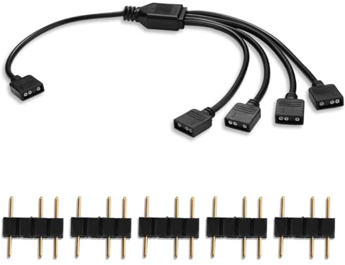 ARGB Splitte Binghe ARGB Hub Erweiterungskabel, 5V 3 Pin 1zu 4 Splitterkabel Lüfter Verlängerungskabel, AR-GB-Anschluss Verlängerungskabel für Motherboards für Lüfterbeleuchtungsanschluss