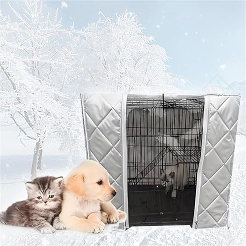 Vattentåligt hundlådskydd, varmt husdjur kennelskydd med transparent dörrgardin och ventilationsfönster, utomhus husdjurslåda isolering för hundar