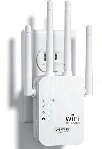 2026 Newest WiFi Extender, WiFi Booster, 4 Powerful Antennas Covers 5500 Sq.Ft and 50 Devices, Internet Booster - with Dual Ethernet Ports, Quick Setup, Home Wireless Signal Booster, UK Plug (White)