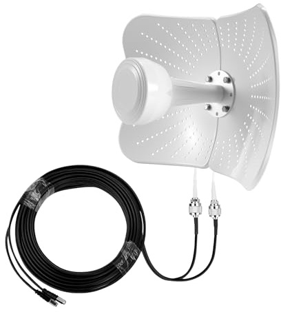 Gbformat 22dBi Gain Antenna 5G 4G LTE Esterna Doppia Polarizzazione, 600-6000MHz MimoAntenna Direzionale, Segnale Compatibile Router MimoDirezionale, AntennaEsterna SMA/TS9, 2 Cavi da 10M