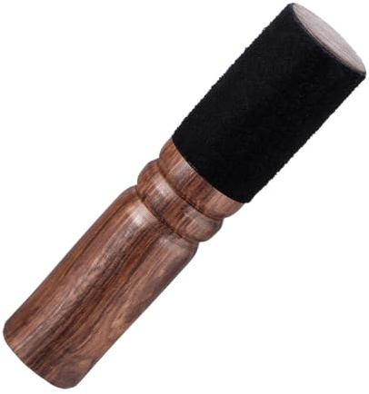 Tibetischer Klangschalen-Schlägel, Holz Stab Klangschale, Wildleder-Leder Meditations-Klanghölzer Stab, für Meditation Gebet Yoga Achtsamkeit (Schwarz Braun)