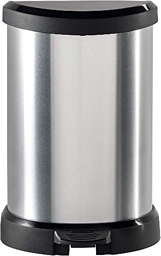 Curver Metal Effect Waste Food Bin, Silver, 20 Litre