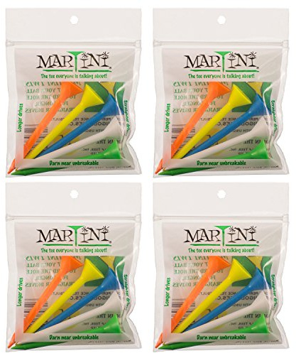 Martini Golf Tees 3 1/4 4 Pack gemischt – 20 Tees insgesamt – praktisch unzerbrechlich
