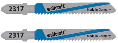 Wolfcraft 2317000 - 2 hojas de sierra de calar vástago en t / hss / chapas de acero 3-6mm, aluminio / corte fino 50 mm, Plata