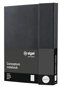 Sigel CO161 Anteckningsbok, ca A5, rutig hardcover, svart, med magnetlås, koncept – andra storlekar