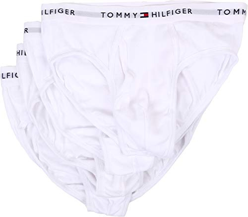 Tommy Hilfiger Men's 4-Pack Cotton Brief, White, Medium