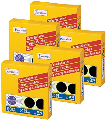 5000er Pack Avery Zweckform 3522 Schusspflaster, Ø 19 mm, vorgedruckt, 5 Rollen/5.000 Etiketten, schwarz