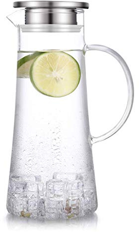 Hwagui, caraffa in vetro resistente al calore, per acqua e bevande 1500ml/51oz glass water carafe pitcher, 1500ml/51oz