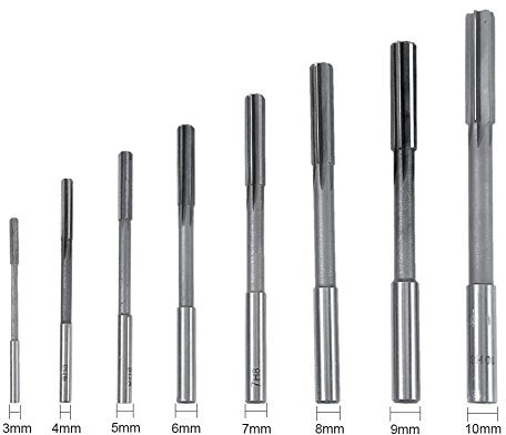 8 pezzi 3,4,5,6,7,8,9,10mm Set di Alesatori HSS,Fresa a Codolo Cilindrico,Alesatore Manuale in Acciaio ad Alta Velocità,Alesatore Chucking Machine per la Lavorazione del Foro