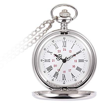 rorios Taschenuhren Analog Quarz Taschenuhr mit Halskette Kette Quarzuhr Glattes Edelstahl Antike Quarz Taschenuhr für Herren
