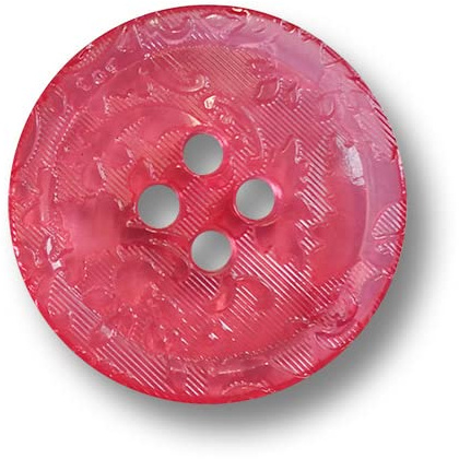 5er Set transparent pinke Kunststoffknöpfe mit vier Löchern und floralem Muster. Ø: ca. 20mm!