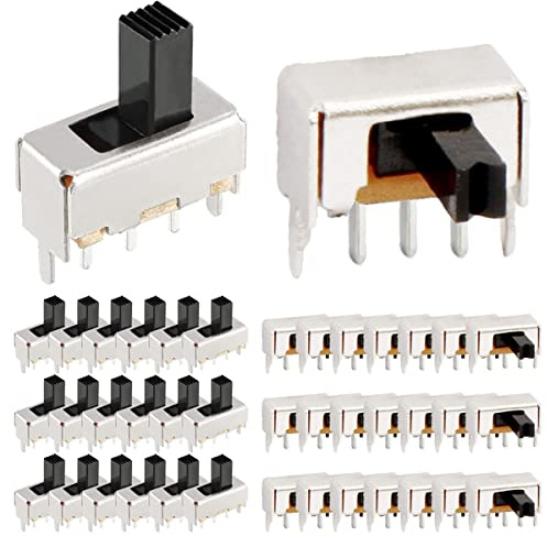 DAOKAI 20 pezzi Interruttori a scorrimento verticale con manopola alta SPDT 3 Pin 2 posizioni 1P2T 5 mm SS12F44 e SK12D07 Montaggio a pannello Micro Mini Interruttore a levetta a scatto per giocattolo