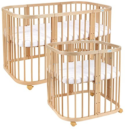 Waldin Babysäng 7i1, Madrass och Hjul, med Hylla, Natur
