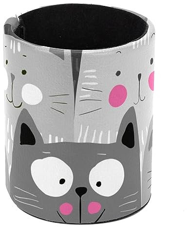 VAPOKF Stiftehalter für Schreibtisch, Stifteköcher, Stiftehalter, Make-up-Pinsel, Aufbewahrung, Schreibtisch, Schreibwaren, Organizer für Home Office – niedliche graue Katzen