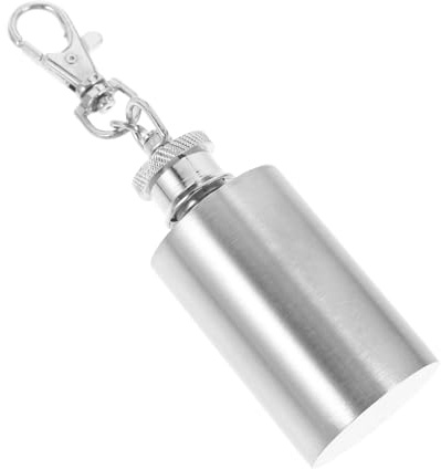 VINTORKY Schlüsselanhänger Trinkflasche aus Edelstahl 1 Oz Kleine Flasche mit Schlankem Design und Praktischem Anhänger für Spirituosen Unterwegs