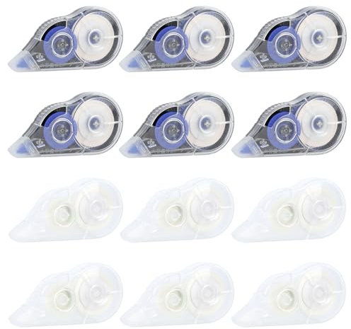 GUOYIHUA 12 Stück Korrekturroller, 30m x 5 mm Korrekturmaus Korrekturband, Korrekturbänder mit Schutzkappe & Fenster, für Kinder, Studenten, Büros, Zuhause und Schulen