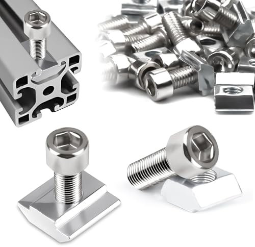SWTYExt 60 Piezas Carbono Tuerca de Ranura Set 30 Piezas Tuerca en T M5 Tuercas Deslizantes y 30 Piezas Tornillos European Standard Deslizante Tuerca para Accesorios de Perfil de Aluminio Perfiles