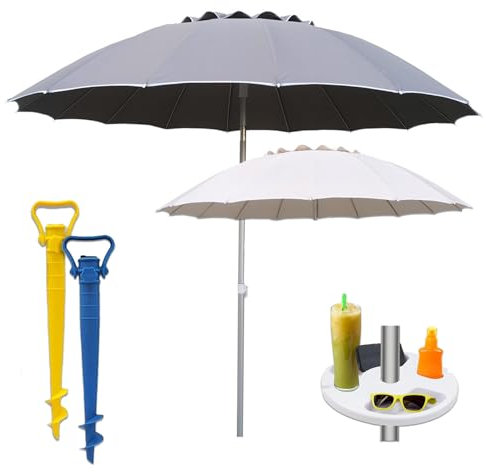 Maury's Kit Ombrellone da Spiaggia Super Resistente con 16 Stecche e Diametro 220 cm Inclinabile Punta Fora Sabbia Tutto in Colorazione Assortita Vai al Mare Senza Pensieri !