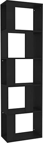 Bücherregal Standregal freistehendes Büroregal Aktenregal Aufbewahrungsregal Raumteiler Lagerregal für Wohnzimmer, Schwarz 45x24x159 cm Holzwerkstoff
