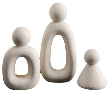 suruim Abstrakte Familie von 3 Figuren TV-Ständer Dekor, moderne Skulptur, Knick Knacks für Zuhause, Büro, Schlafzimmer, romantische Geschenke für Jahrestag und Geburtstag (Weiß)