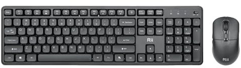 Rii Wireless Keyboard and Mouse Slient, Full-Sized Keyboard and Mouse for PC, Desktop, Windows, UK Layout