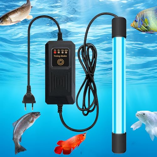 Mineup Aquarium UV Sterilisator Licht, 11W Uv Klärer Aquarium mit Timer, Zuhause UV Sterilisator Lampe, UV Licht Sterilisator für Aquarium für Reinigung von Aquarien Pools Fishbowl