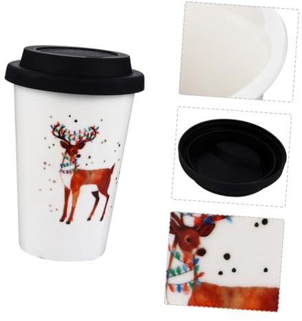 WATIIFUFU Weihnachts-kaffeebecher Aus Keramik Kaffeetasse Mit Silikondeckel Trinkbecher Für Kaffee Milchtee Wasser Und Getränke Für Home Und Büro