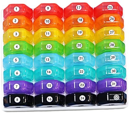 Monats-Pillenbox, Monats-Pillenbox-Organizer - Großer Medikamenten-Organizer,Pillen-Organizer für 4 Wochen, Pillen-Organizer für 31 Tage, monatlicher Pillenhalter für Fischöl, Nahrungsergänzungsmittel