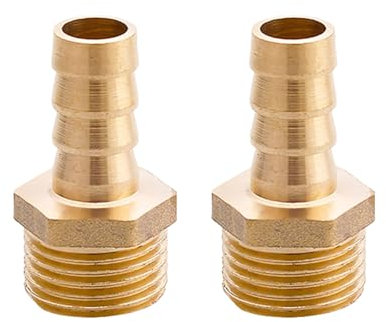 2 raccordi in ottone per tubo flessibile, filettatura maschio G 1/2 di pollice, adattatore per tubo da giardino, per carburante, aria, gas, acqua, olio (12mm)