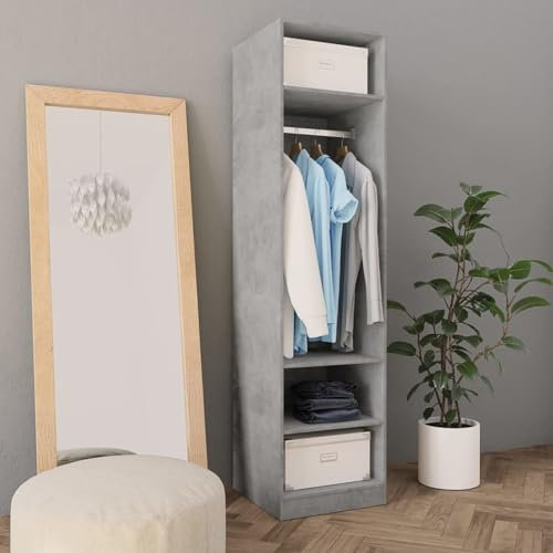 Iiaky Kleiderschrank Vorratsschrank Mehrzweckschrank Schrank Kleiderschrank Betongrau 50x50x200 cm Holzwerkstoff