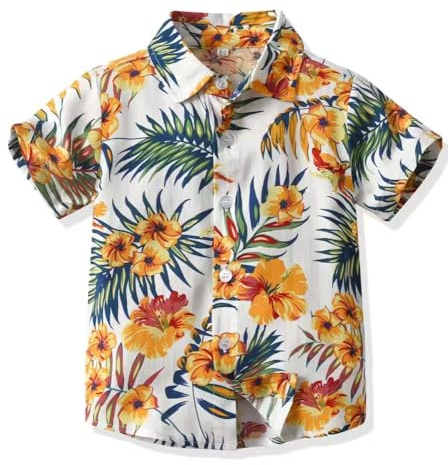 Yanmucy Camisa Hawaiana para Hombre y niño, para Padre e Hijo, Camisas de Playa a Juego con Estampado Floral de algodón con Botones, Camisas Casuales para Padres e Hijos, Ropa de Verano