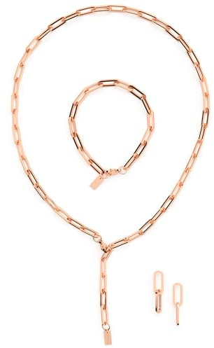 THIORA Schmuckset Damen Edelstahl 3-teilig | Kette, Armband & Ohrringe | wasserfest | abgestimmter Look | hautfreundlich | Geschenkbox