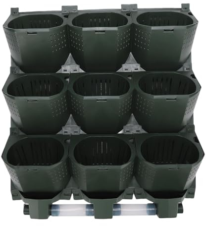 Fockety Fioriera da Parete Verticale, Pentole per Piante da Parete Esterno Interno Vasi di Fiori a Muro a Pentole per Pianta Sospesa con 9 Tasche per Verdure Frutta (GREEN)