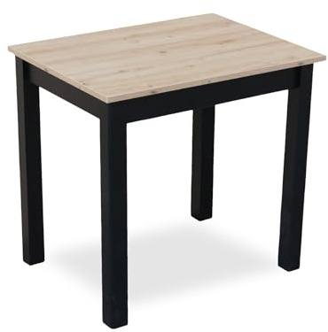 Metdrew Esstisch aus Holz |Tisch 80 x 60 cm | für 2 Personen |Wohnzimmertisch | aus Kiefernholz | klein | Skandinavischer Stil | küchentisch | Tischplatte: Artisan Eiche