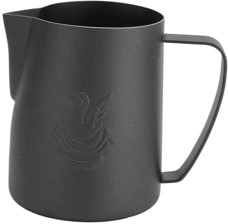 Keenso Pichet à Mousse de Lait en Acier Inoxydable 304, Pot à café en Forme de Cygne, Pot à Vapeur, Latte Art pour la Cuisine du café (noir mat)