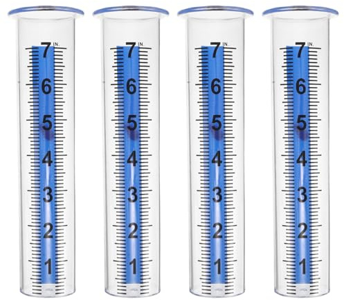 POPETPOP 4 pièces Pluviomètre Extérieur Transparent Tube de Mesure Résistant Gel Installation Facile pour Jardin Pelouse Serre et Station Météo Scolaire