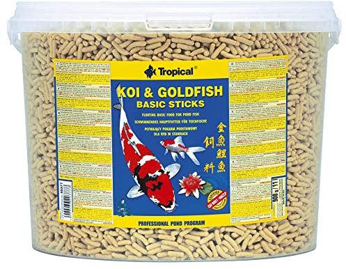 Tropical Koi&Goldfish Basic Sticks 11L / 900g - è Un mangime Completo e Galleggiante per Koi, Pesci Rossi e Tutte Le Altre Carpe Ornamentali allevate in laghetti da Giardino
