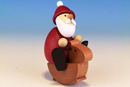 Holzfigur Weihnachtsmann auf Schaukelpferd HxBxT 10,5x6x7,5cm NEU Seiffen Erzgebirge Dekoration Holzfiguren Weihnachten Fensterschmuck Spielzeug Deko Weihnachtsfigur