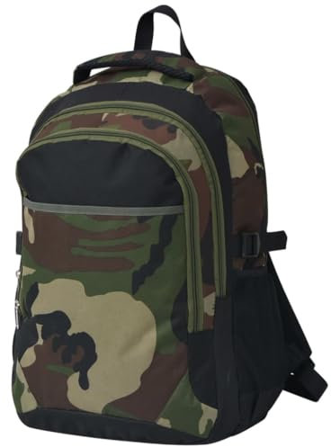 vidaXL Schulrucksack 40L Schwarz und Camouflage