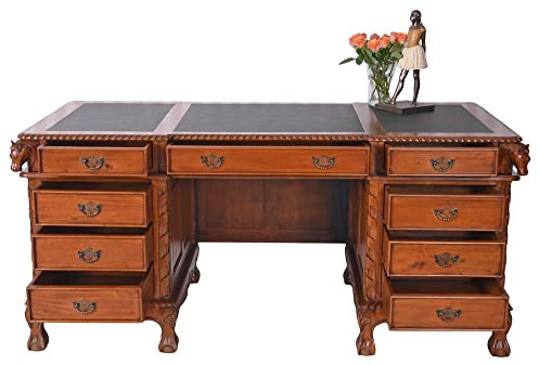 unbekannt Büro Schreibtisch Mahagoni Bürotisch Chefschreibtisch Massivholz Antik mar125 Palazzo Exklusiv