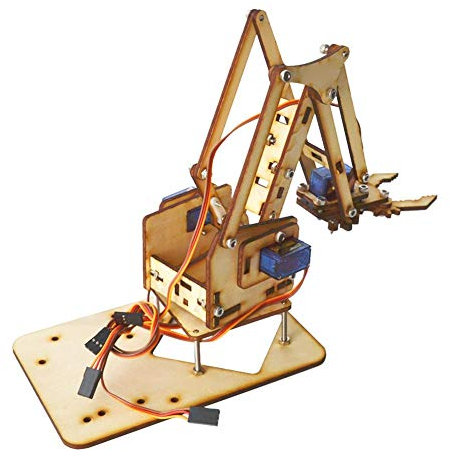 Qiterr DIY Roboterarm, 4 DOF Holz Robotic Mechanischer Arm SG90 Servo für Raspberry Pi