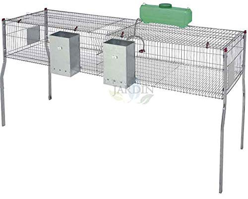 Käfig für Kaninchen mit 2 Fächern und Metallboden, Maße: 200 x 62 x 99 cm