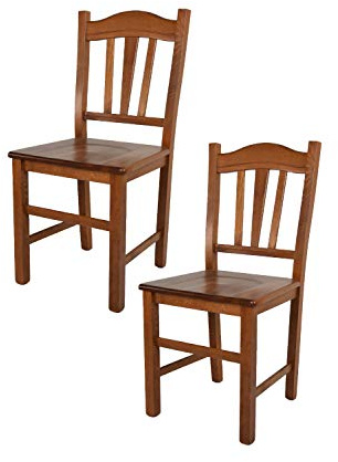 t m c s Tommychairs - Set 2 chaises Silvana pour Cuisine, Bar et Salle à Manger, Robuste Structure en Bois de hêtre peindré en Couleur Noyer Clair et Assise en Bois