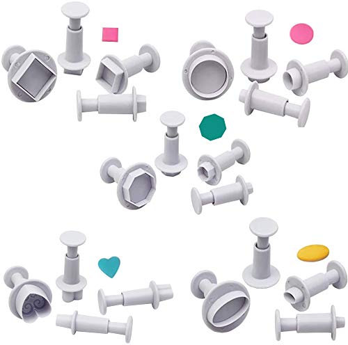 VONUOBEY 20 Stück Fondant-Ausstechformen, quadratisch/oval/kreisförmig/Polygon/Herz-Ausstechformen, Sugarcraft Kuchen DIY Dekorieren Werkzeuge